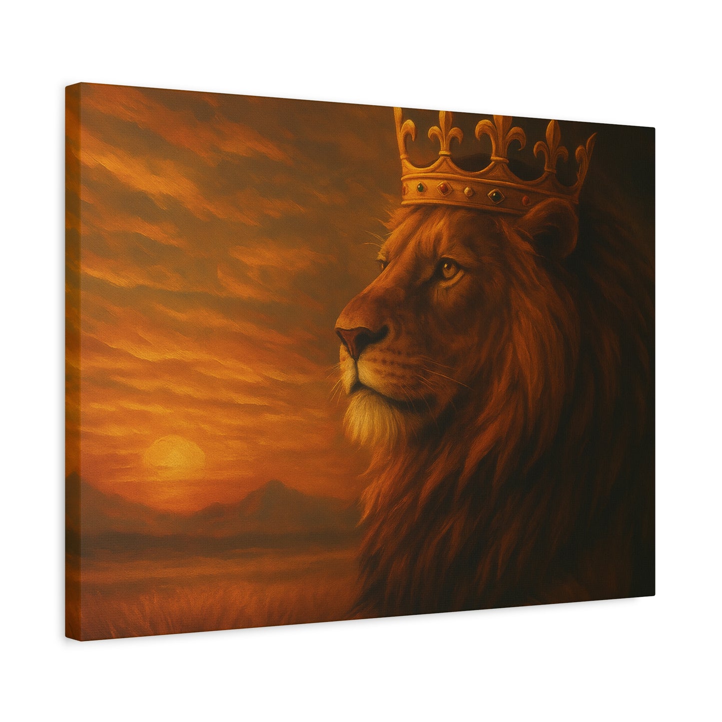 Majestic Lion Canvas Print, Animal Wall Art, Home Decor, Crowned Lion Artwork, Gift for Animal Lovers, Safari Themed Room