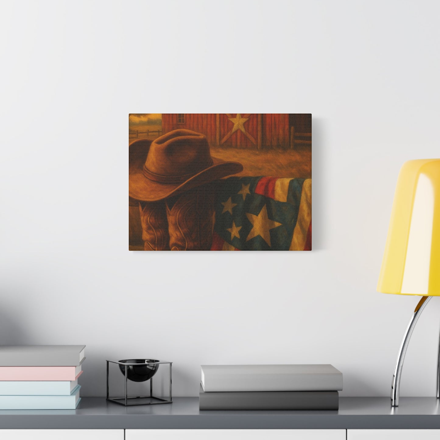 Rustic Canvas Art Print, Western Decor, Cowboy Hat and Boots, Americana Wall Art, Perfect Gift for Country Lovers