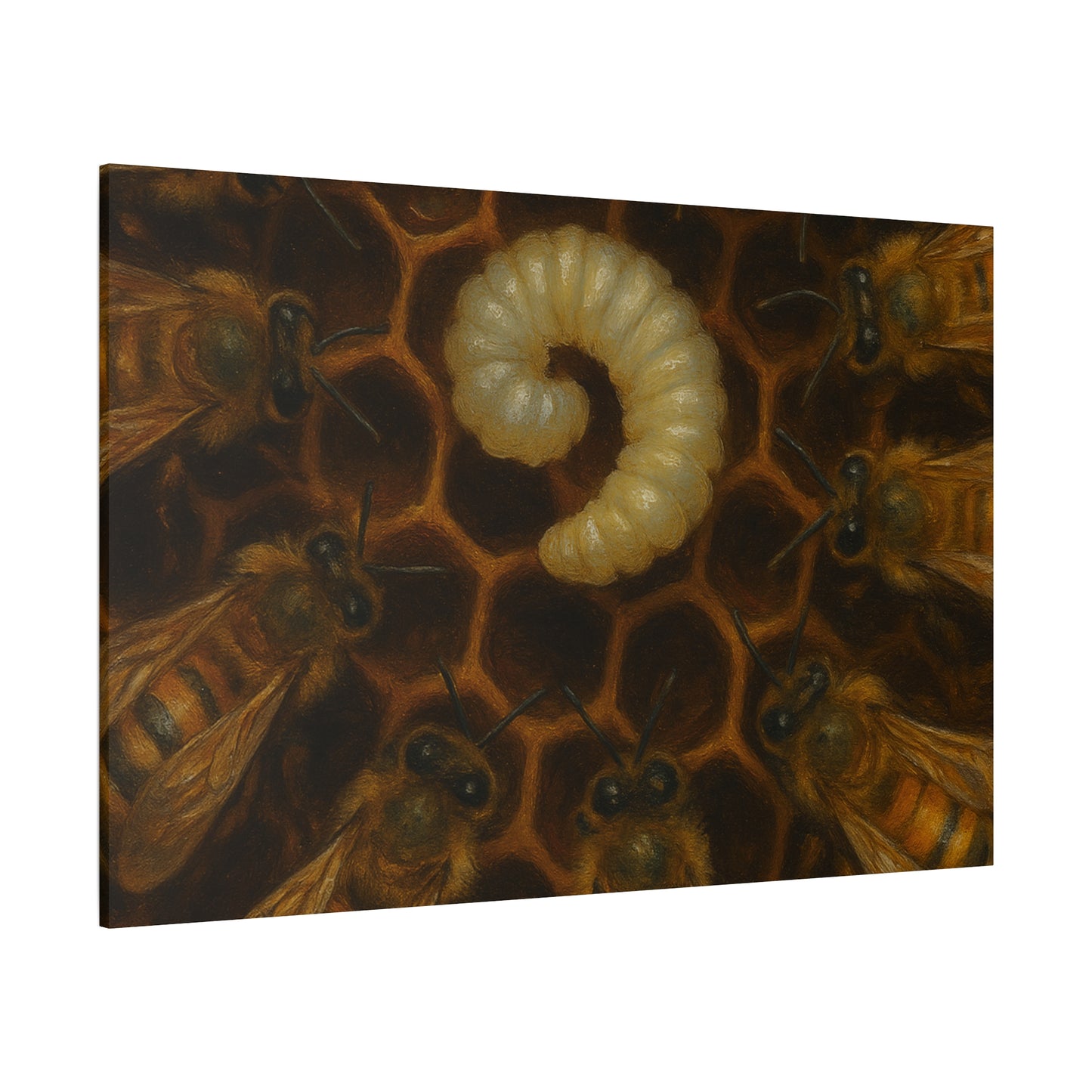Bee Themed Wall Art Canvas, Honeycomb Decor, Nature Lover Gift, Nursery Decoration, Botanical Wall Art, Insect Art Print
