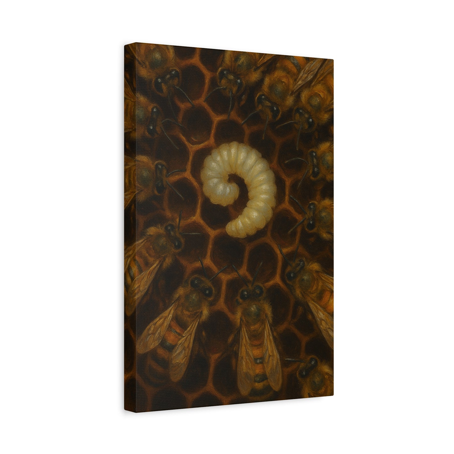 Bee Themed Wall Art Canvas, Honeycomb Decor, Nature Lover Gift, Nursery Decoration, Botanical Wall Art, Insect Art Print