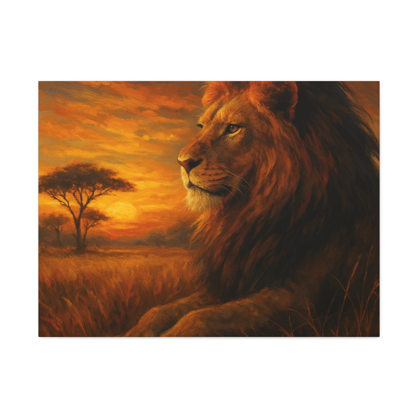 King of the Savanna - Lion Sunset Canvas