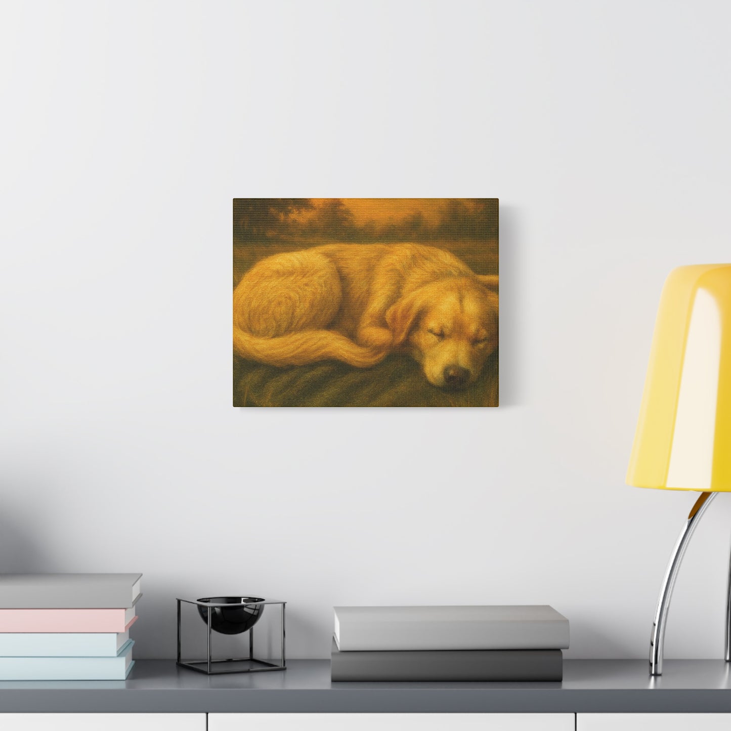 Golden Retriever Art Canvas Print, Dog Lovers Decor, Warm Home Wall Art, Gift for Pet Owners, Relaxing Pet Artwork