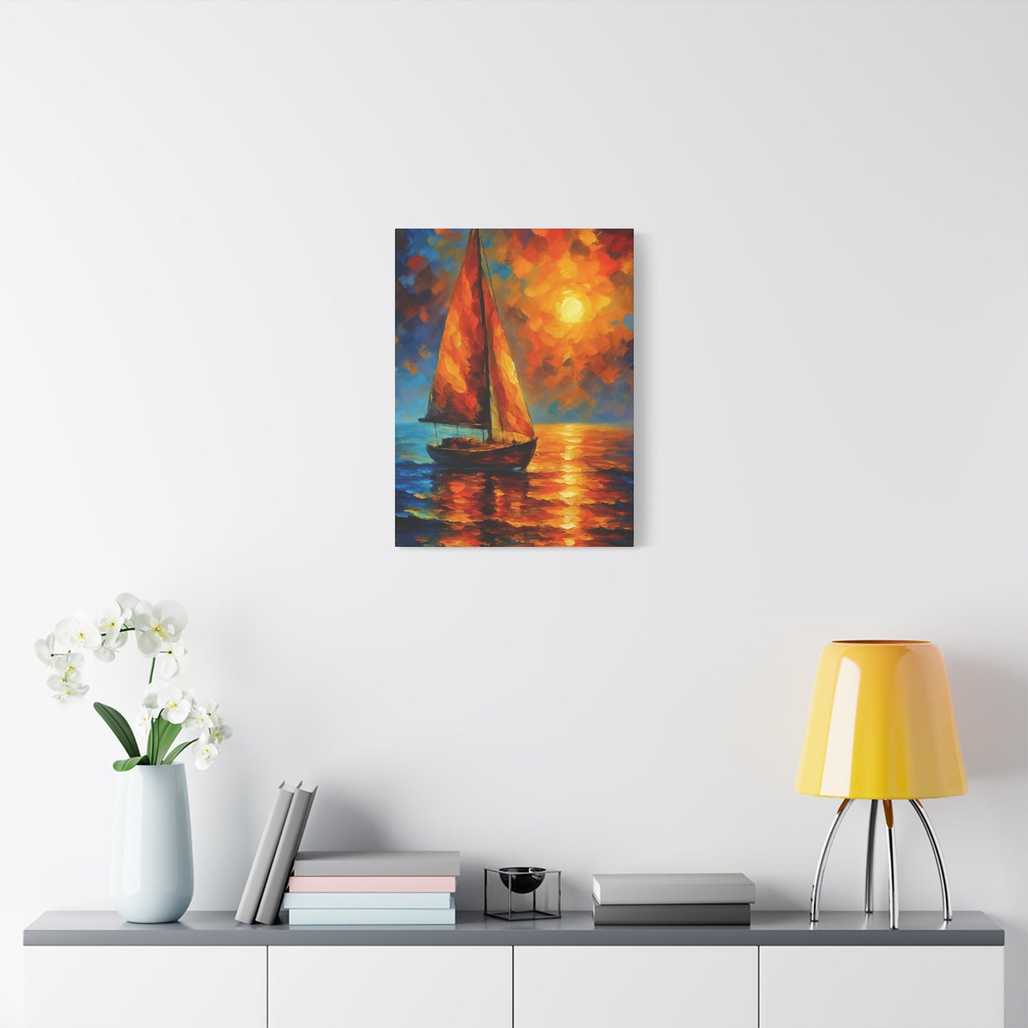 Canvas Art Print, Nautical Wall Decor, Sailboat Painting, Ocean Sunset, Home Decoration, Coastal Art