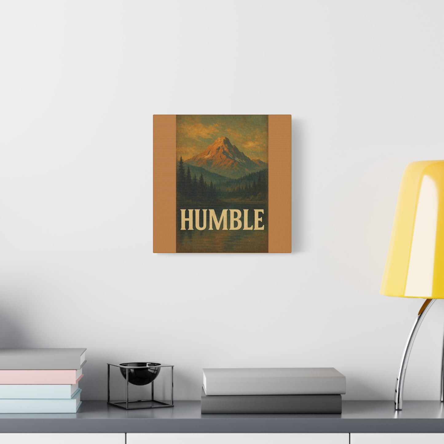 Humble Canvas Wall Art, Rustic Home Decor, Mountain Landscape Art, Inspirational Quotes Wall Art, Nature-Inspired Gift
