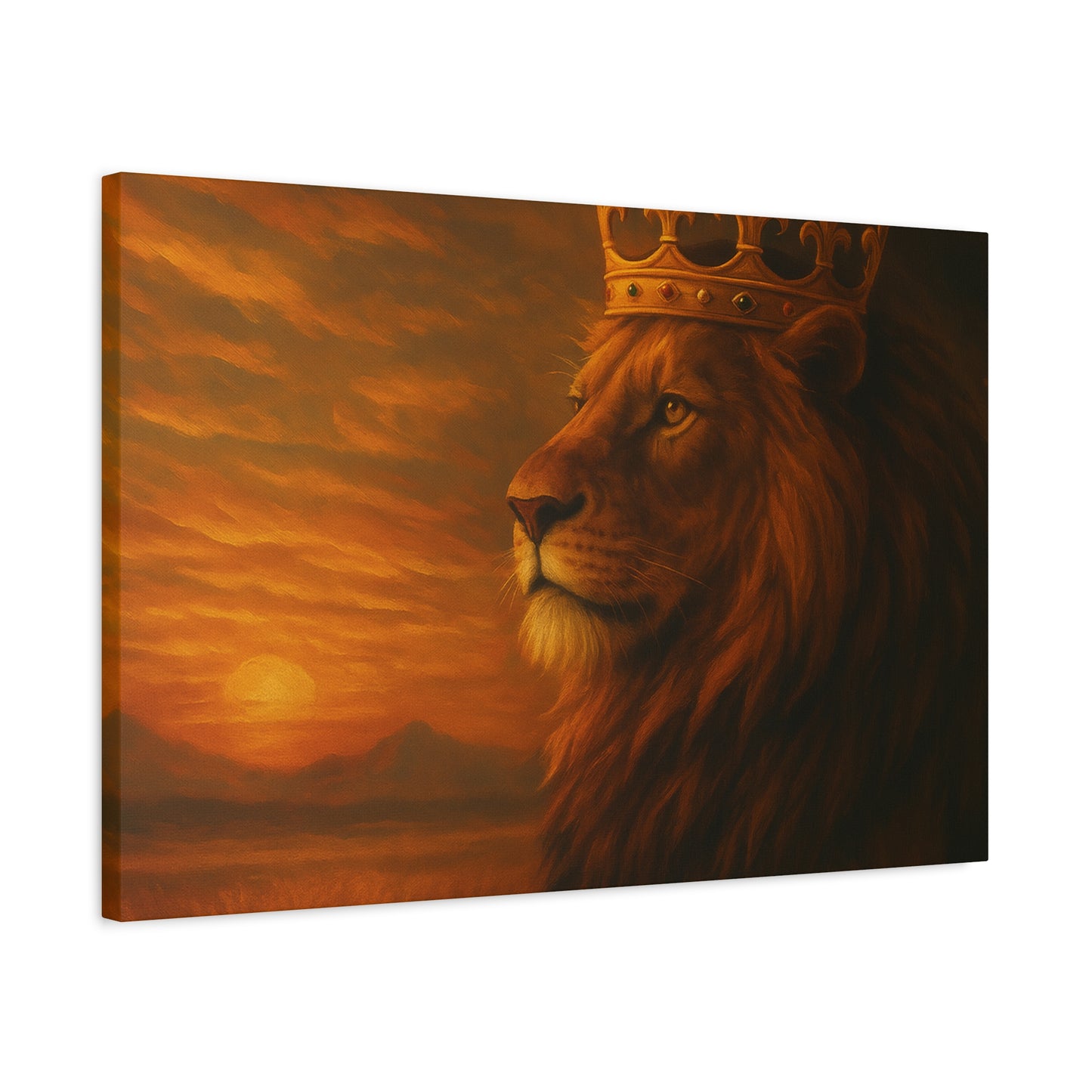 Majestic Lion Canvas Print, Animal Wall Art, Home Decor, Crowned Lion Artwork, Gift for Animal Lovers, Safari Themed Room