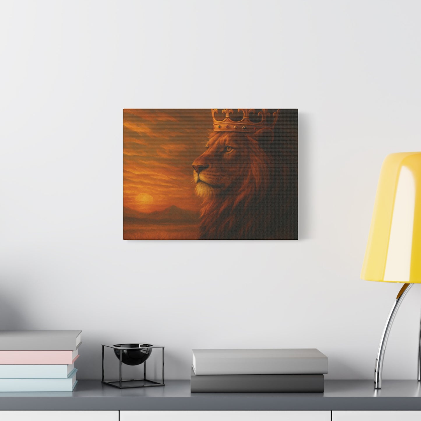 Majestic Lion Canvas Print, Animal Wall Art, Home Decor, Crowned Lion Artwork, Gift for Animal Lovers, Safari Themed Room