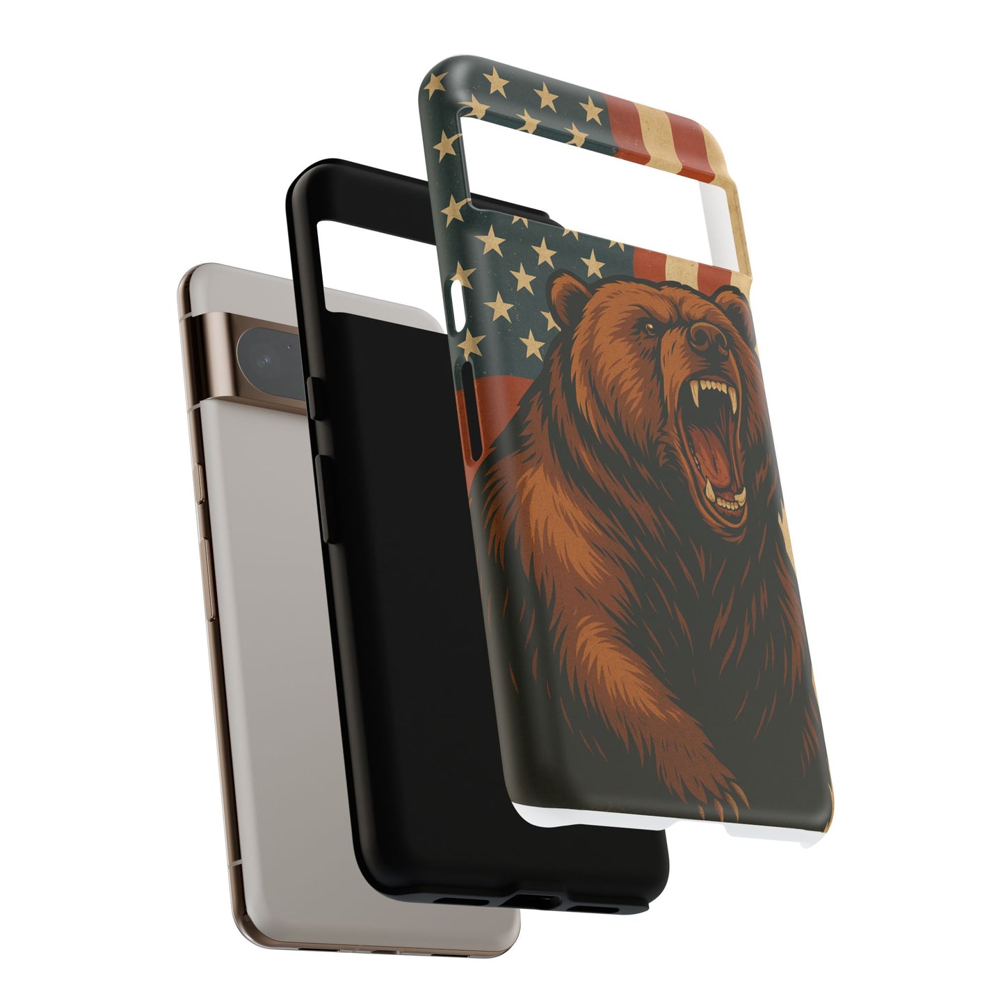 Tough Cases - Patriotic Bear Phone Case, Custom Phone Cover, Strong Protective Case, USA Flag Design, Gift for Outdoors Lovers