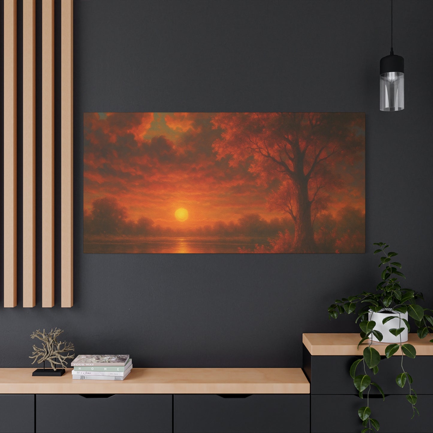 Serene Sunset Canvas Wall Art, Nature Decor, Home Aesthetic, Gift for Art Lovers, Inspiring Wall Hanging, Living Room Decoration