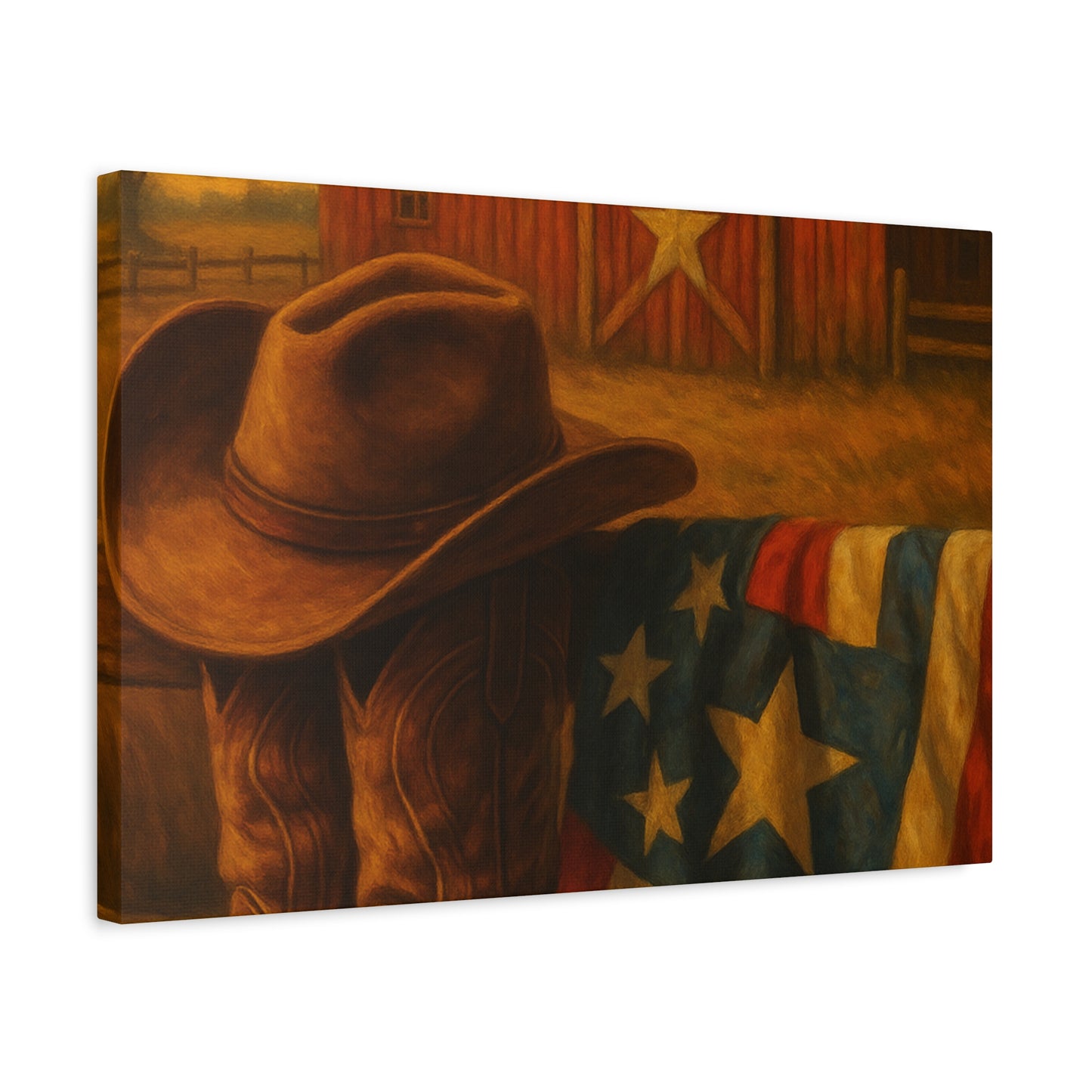Rustic Canvas Art Print, Western Decor, Cowboy Hat and Boots, Americana Wall Art, Perfect Gift for Country Lovers