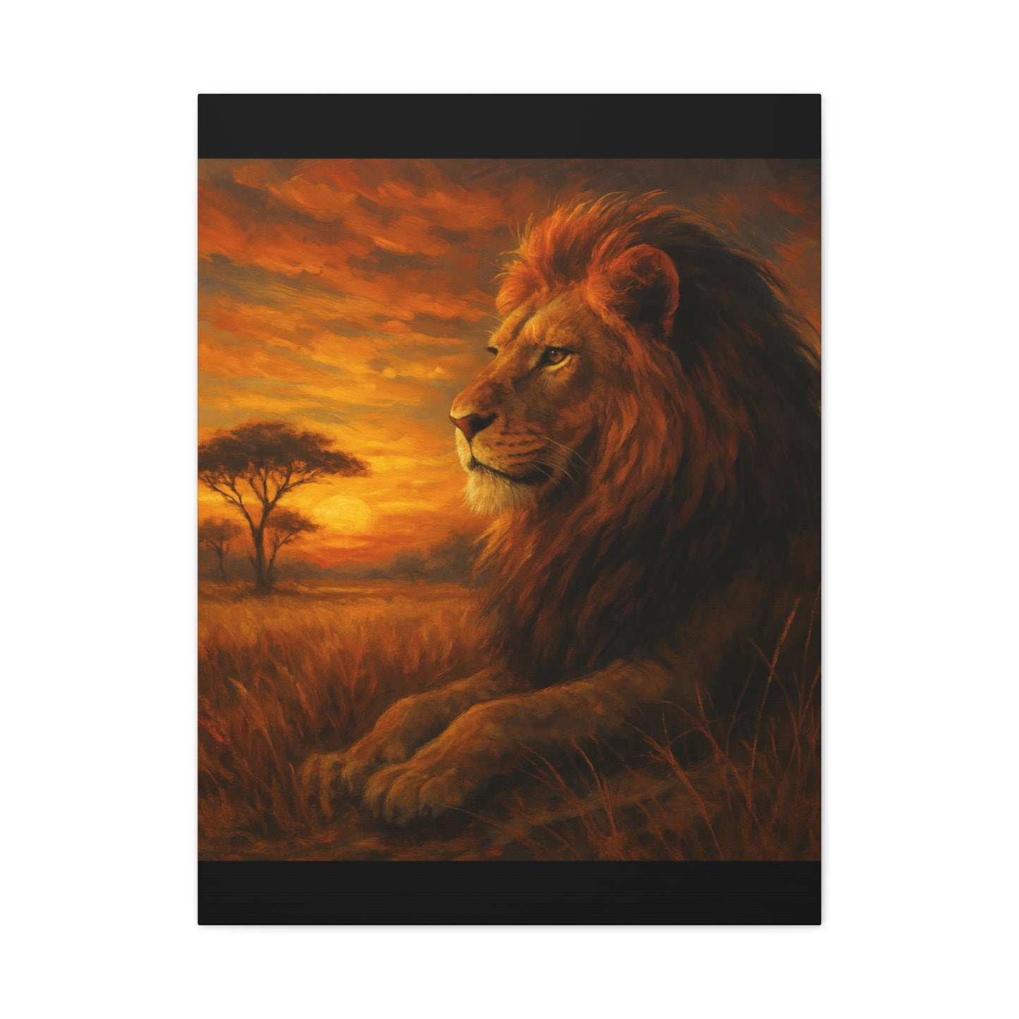 King of the Savanna - Lion Sunset Canvas