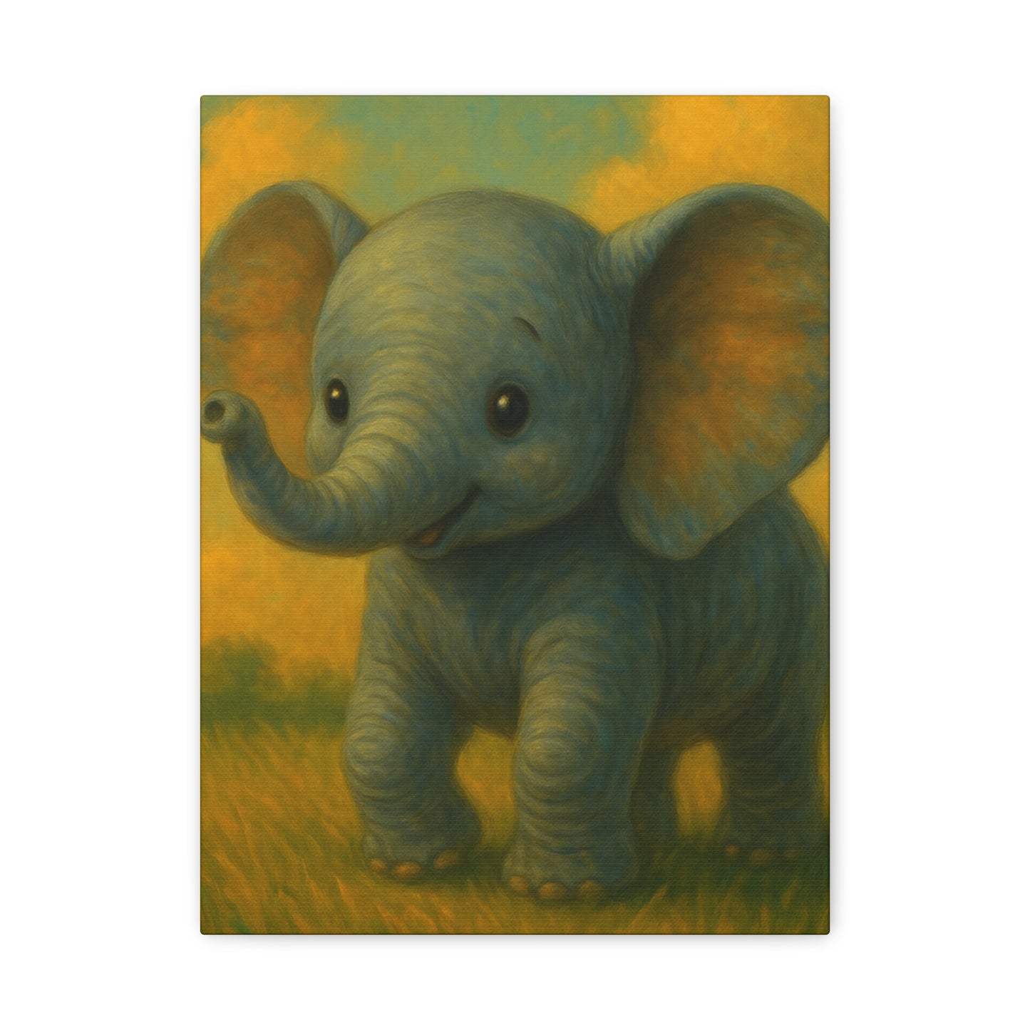 Elephant Canvas Art Print, Cute Nursery Wall Decor, Kids Room Art, Baby Shower Gift, Animal Lover Gift