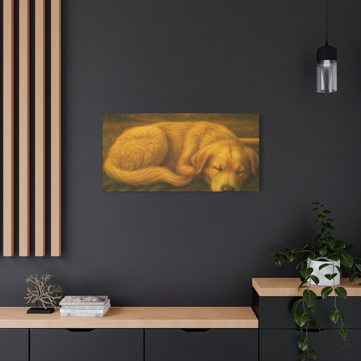 Golden Retriever Art Canvas Print, Dog Lovers Decor, Warm Home Wall Art, Gift for Pet Owners, Relaxing Pet Artwork