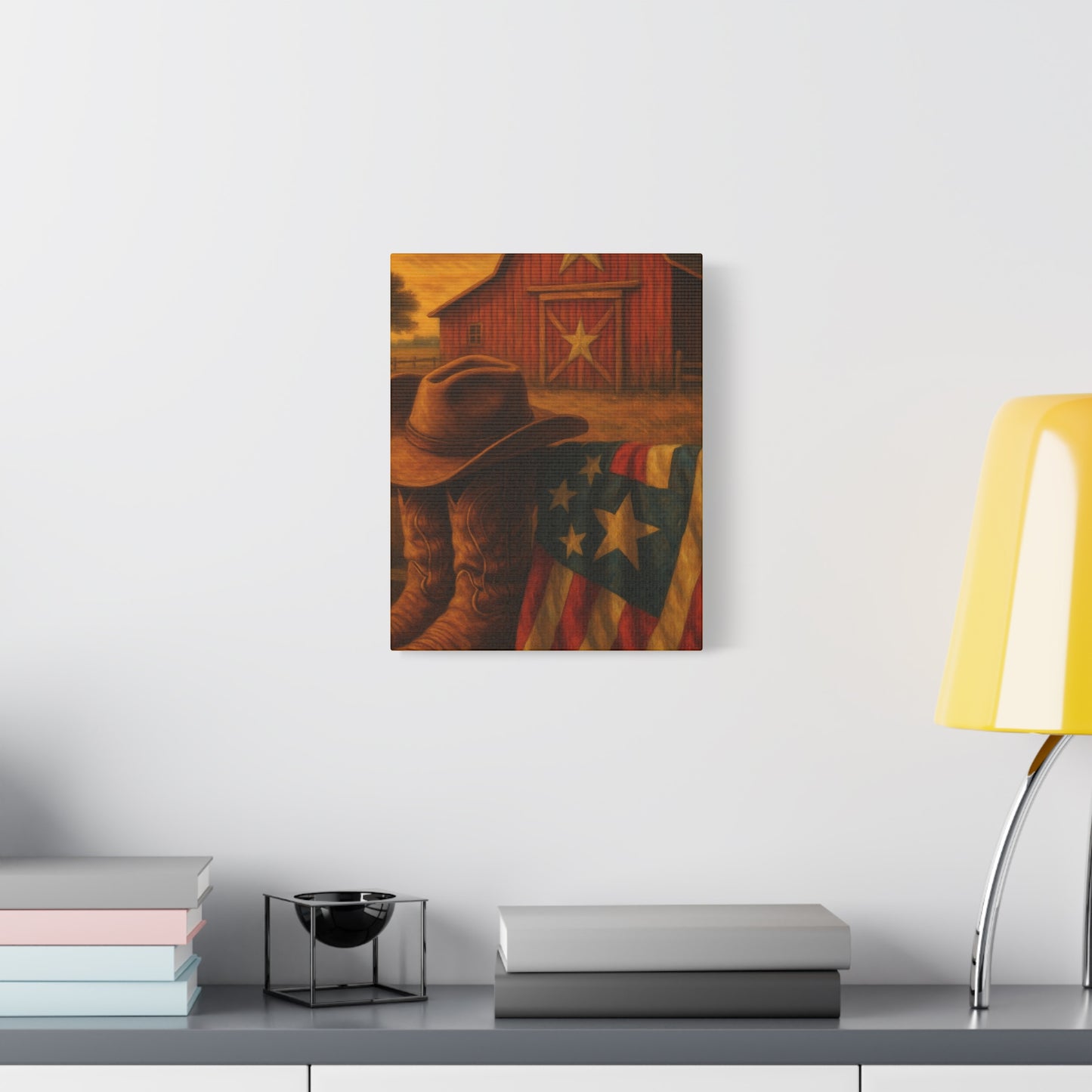 Rustic Canvas Art Print, Western Decor, Cowboy Hat and Boots, Americana Wall Art, Perfect Gift for Country Lovers