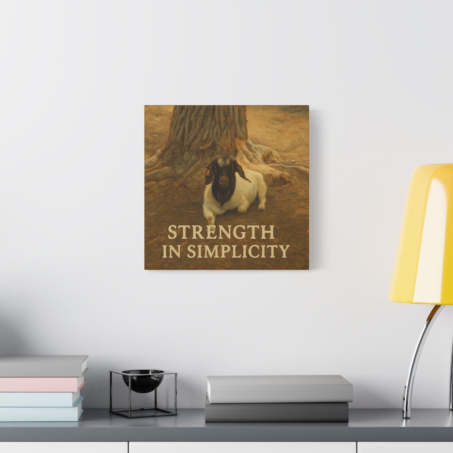 Rustic Goat Canvas Wall Art, Strength in Simplicity Decor, Farmhouse Style, Nature Lovers Gift, Art for Home