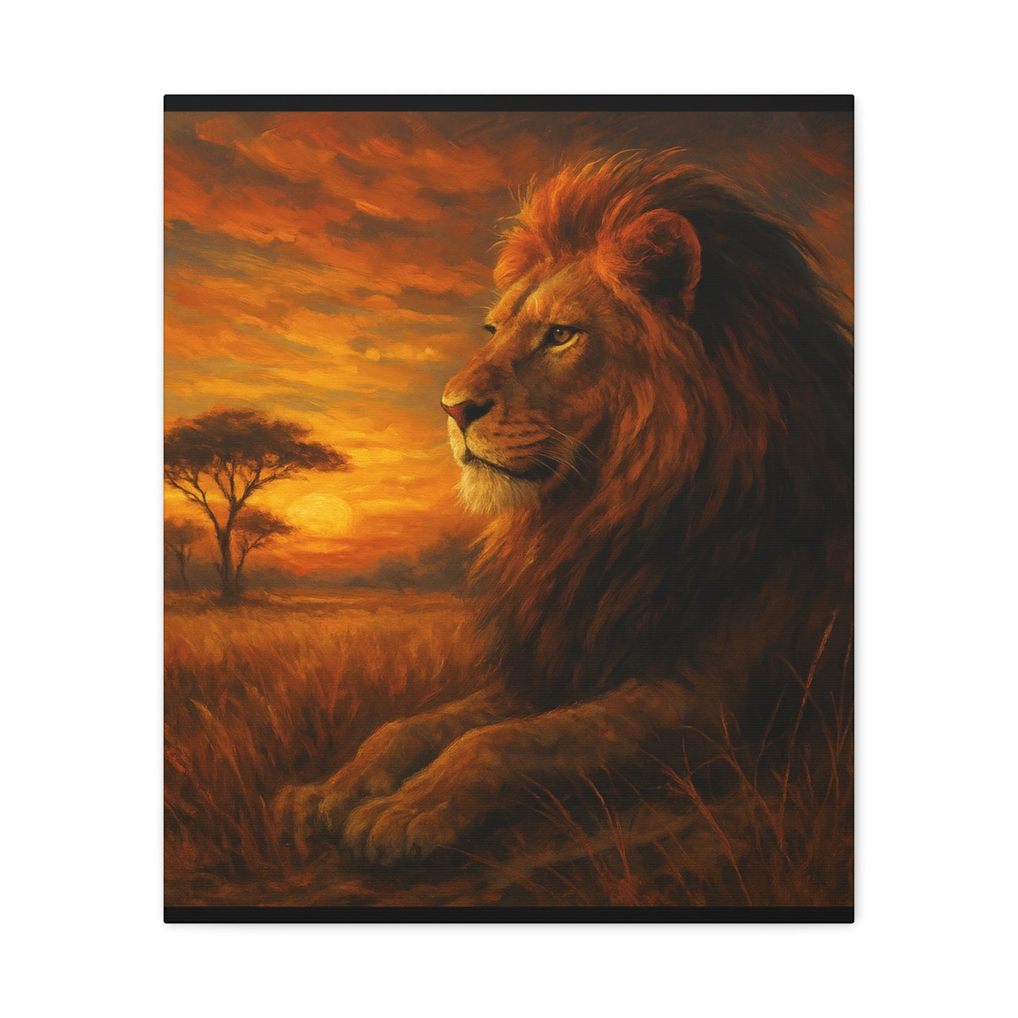 King of the Savanna - Lion Sunset Canvas
