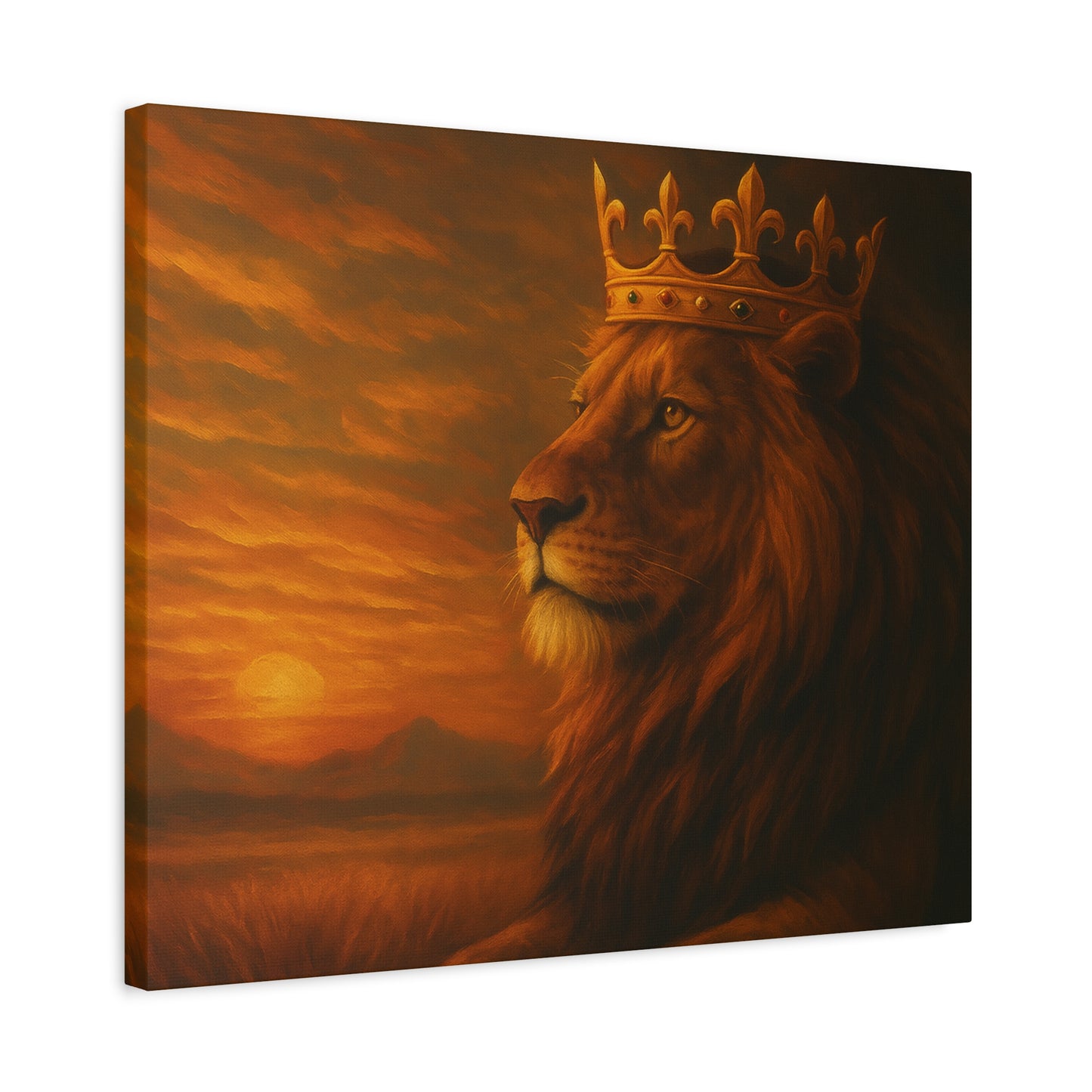 Majestic Lion Canvas Print, Animal Wall Art, Home Decor, Crowned Lion Artwork, Gift for Animal Lovers, Safari Themed Room
