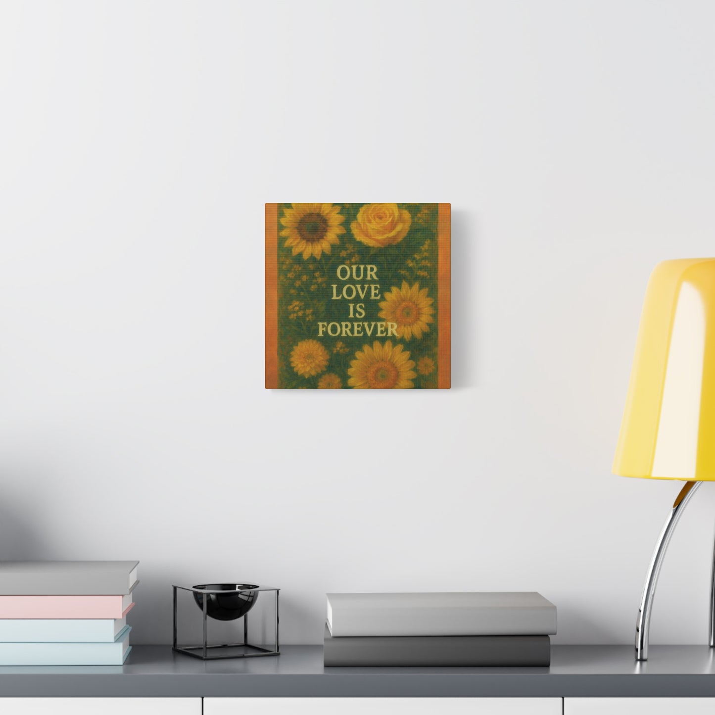 Floral Wall Art Canvas - "Our Love is Forever" Inspirational Home Decor, Gift for Anniversary, Wedding, Mother's Day, Love Room Decor