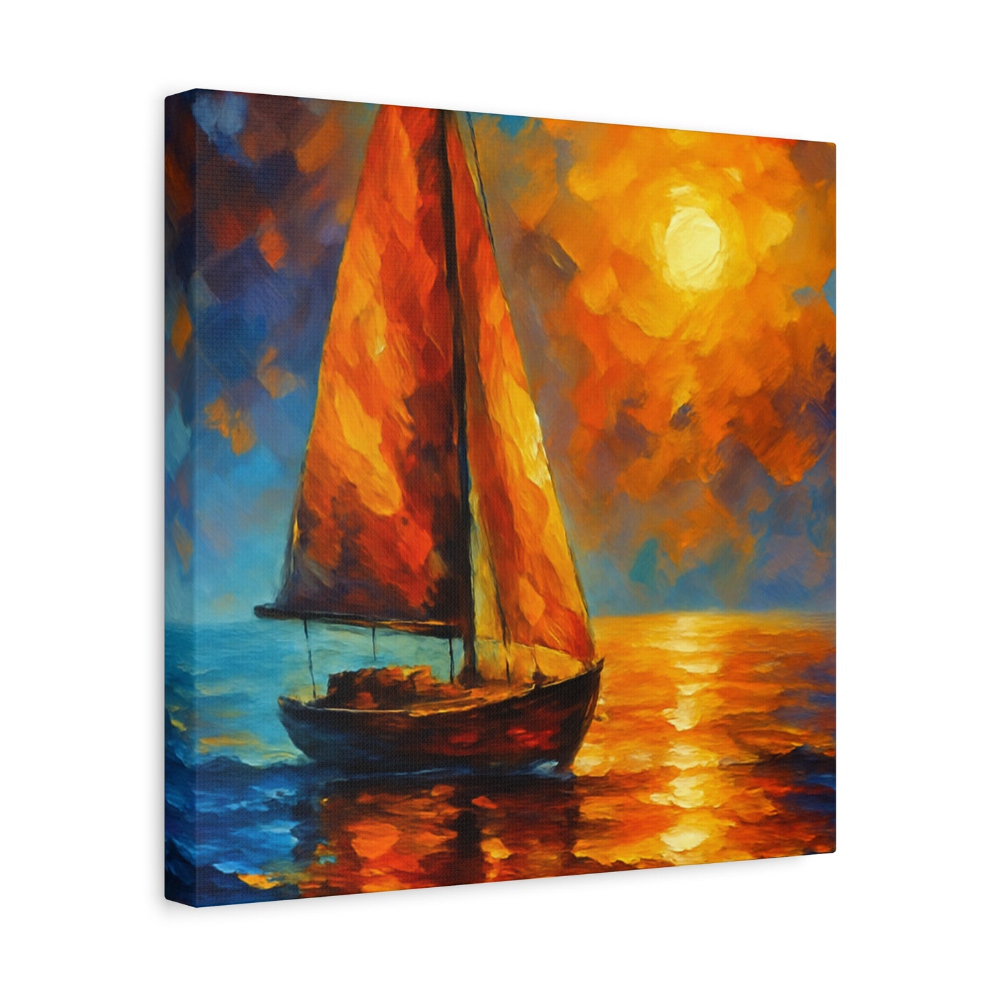 Canvas Art Print, Nautical Wall Decor, Sailboat Painting, Ocean Sunset, Home Decoration, Coastal Art