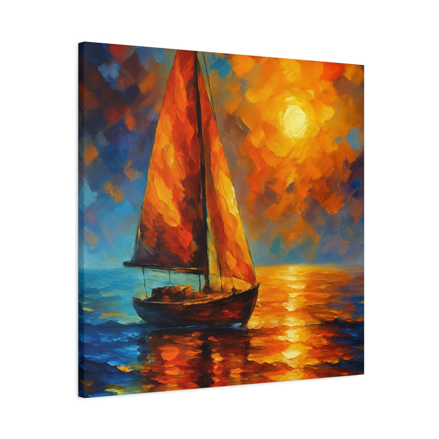 Canvas Art Print, Nautical Wall Decor, Sailboat Painting, Ocean Sunset, Home Decoration, Coastal Art