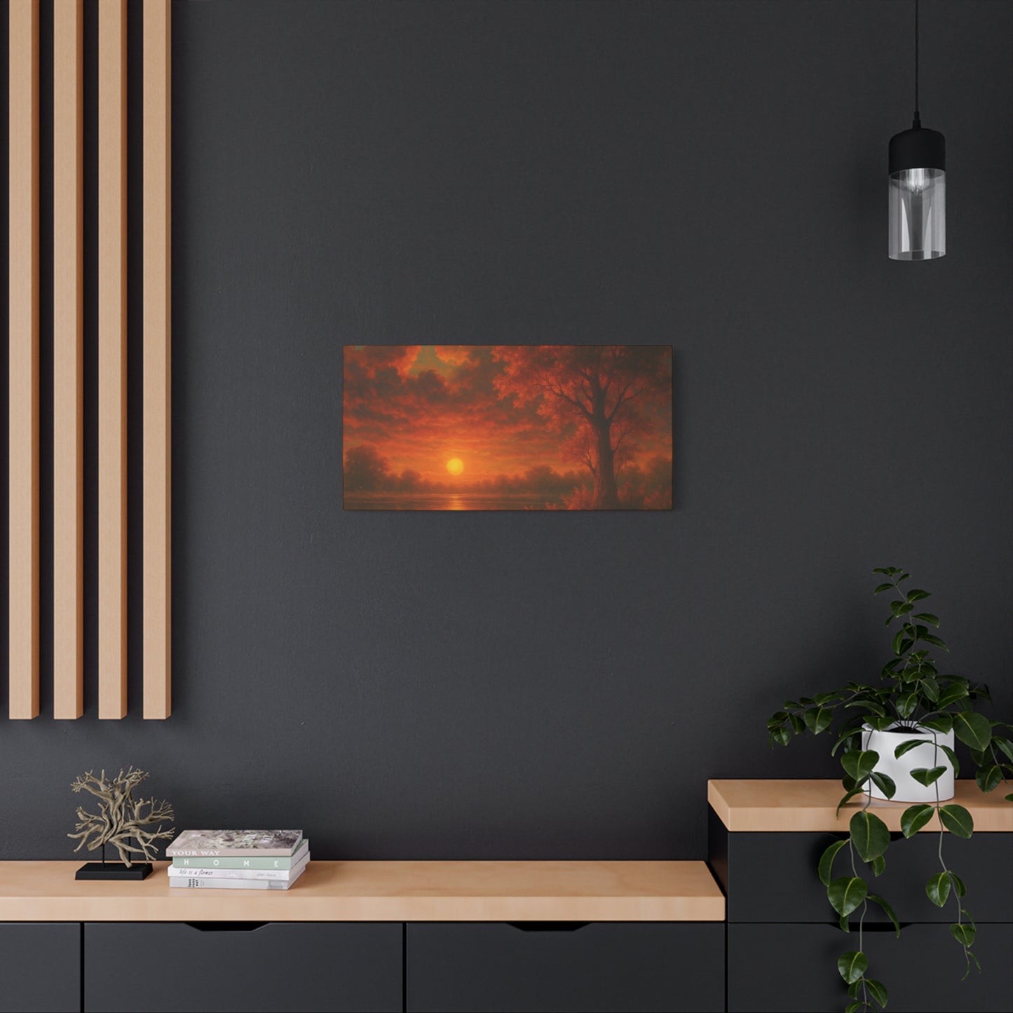 Serene Sunset Canvas Wall Art, Nature Decor, Home Aesthetic, Gift for Art Lovers, Inspiring Wall Hanging, Living Room Decoration