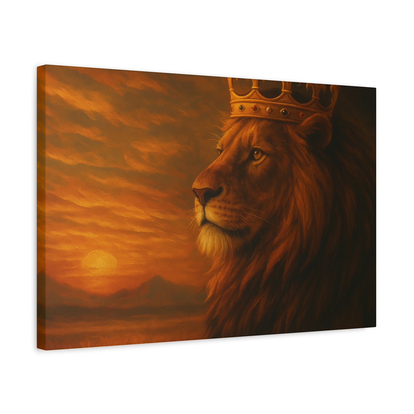 Majestic Lion Canvas Print, Animal Wall Art, Home Decor, Crowned Lion Artwork, Gift for Animal Lovers, Safari Themed Room