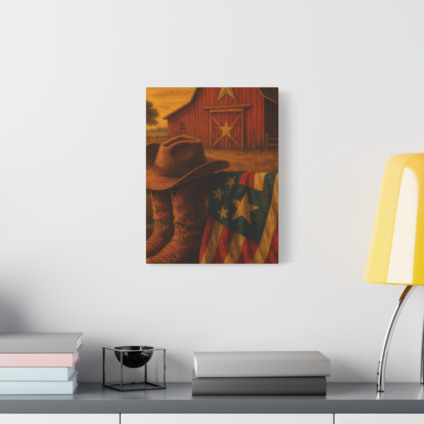 Rustic Canvas Art Print, Western Decor, Cowboy Hat and Boots, Americana Wall Art, Perfect Gift for Country Lovers