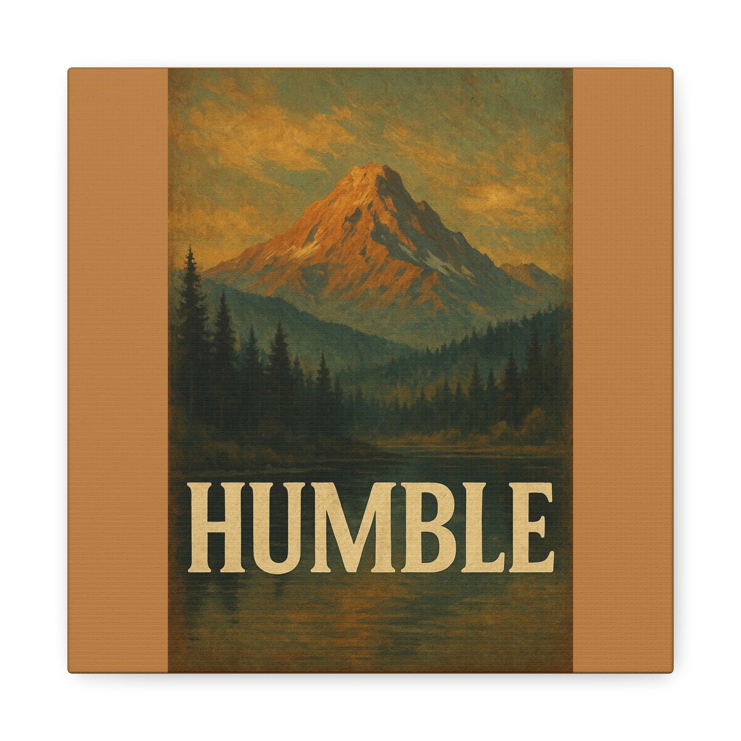 Humble Canvas Wall Art, Rustic Home Decor, Mountain Landscape Art, Inspirational Quotes Wall Art, Nature-Inspired Gift