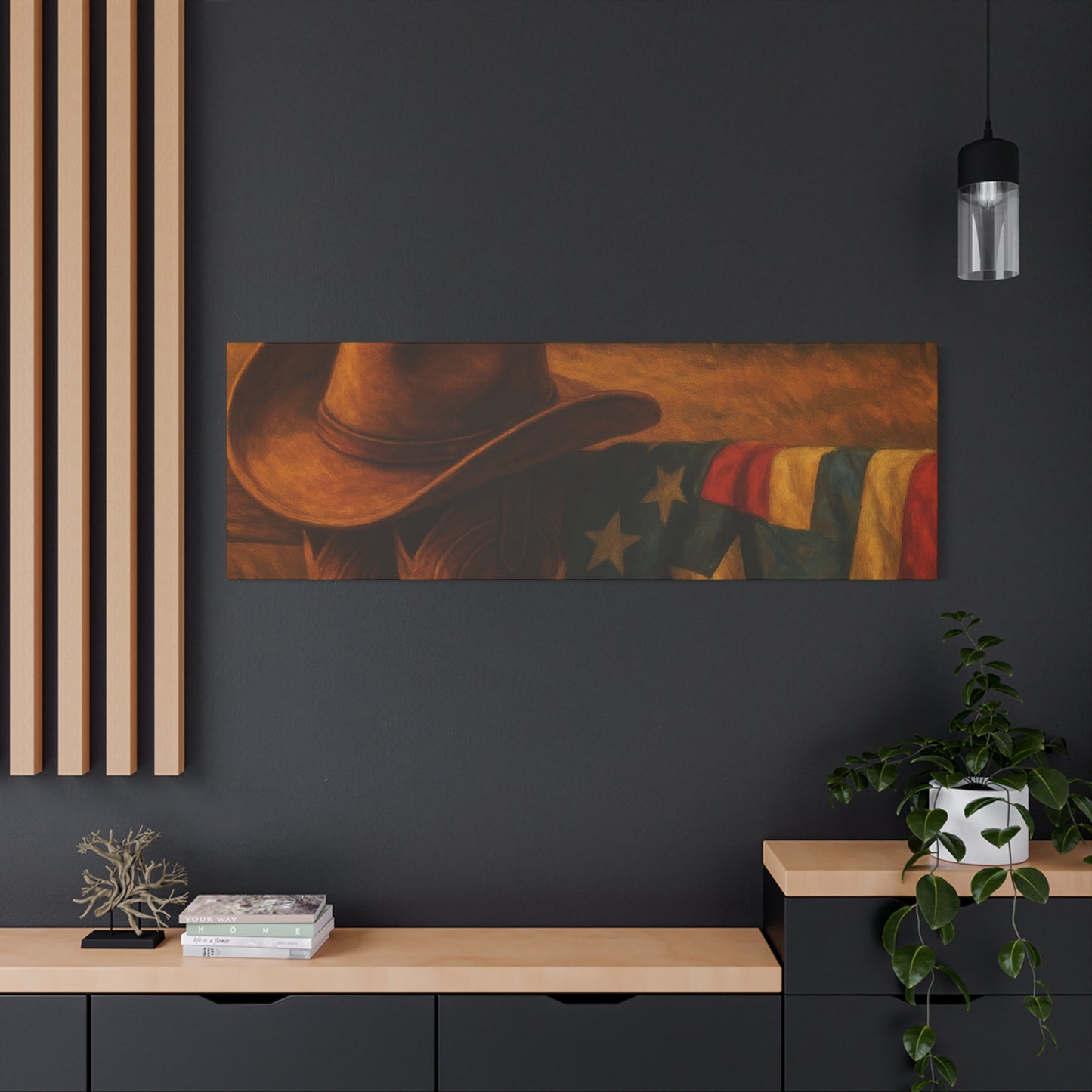 Rustic Canvas Art Print, Western Decor, Cowboy Hat and Boots, Americana Wall Art, Perfect Gift for Country Lovers