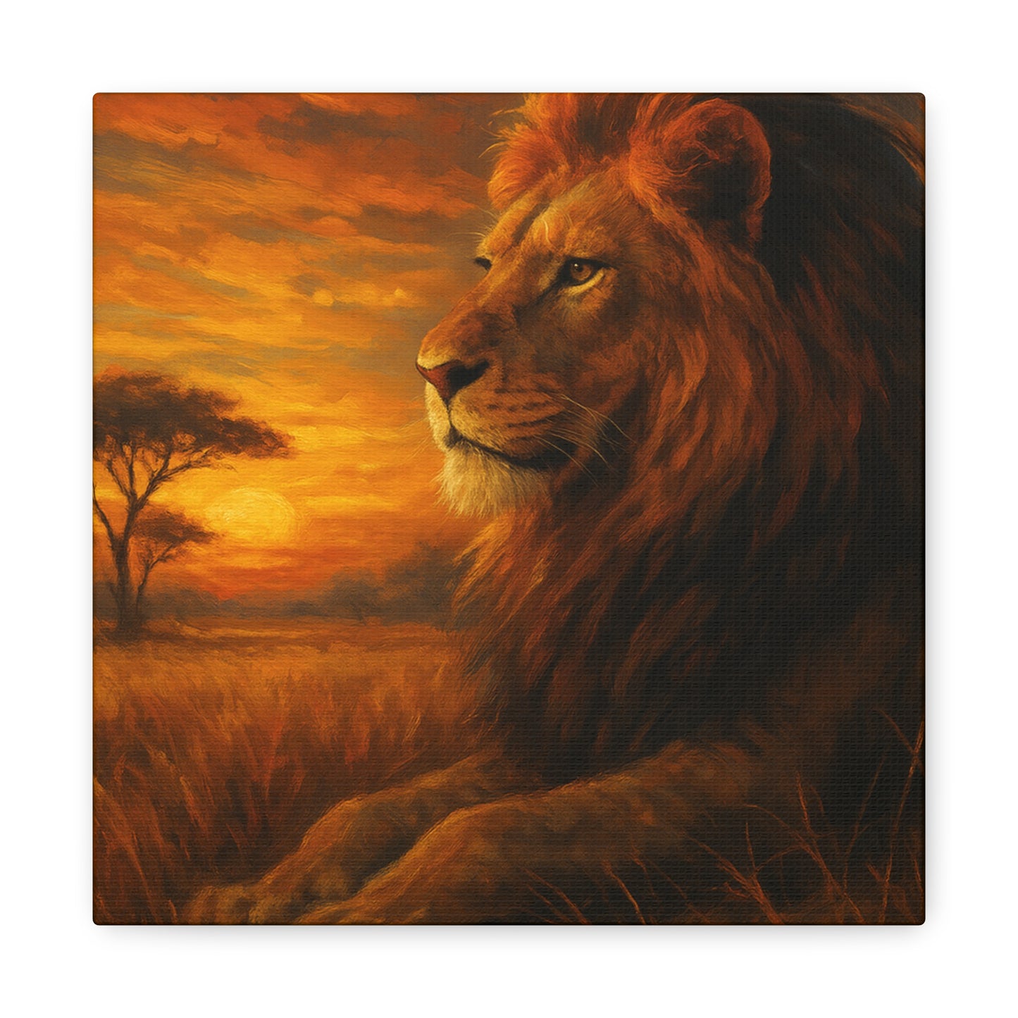 King of the Savanna - Lion Sunset Canvas