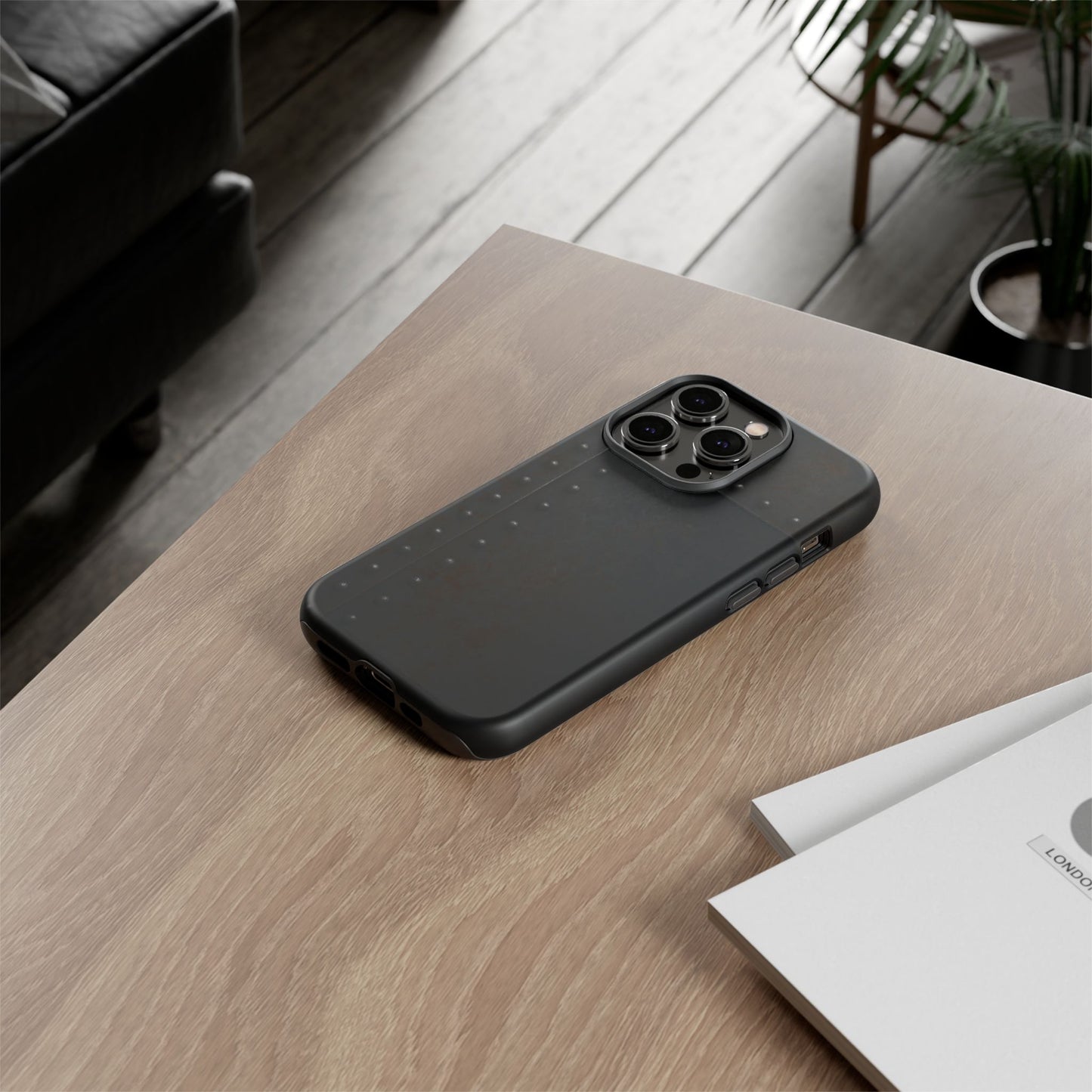 Steel & Smoke – Riveted Shadows Phone Case