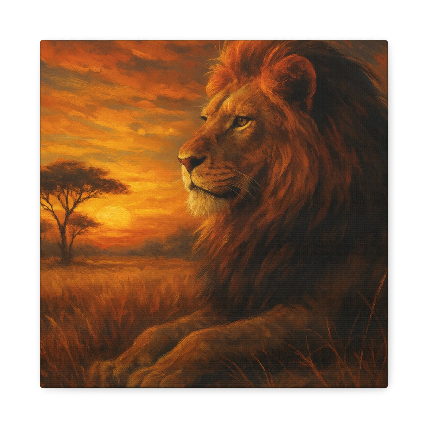 King of the Savanna - Lion Sunset Canvas