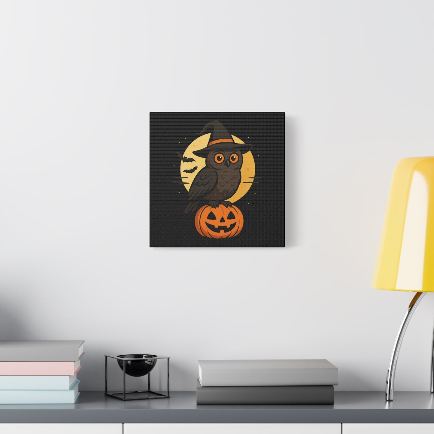 Halloween Owl Canvas Art, Spooky Home Decor, Fall Decorations, Witchy Wall Art, Pumpkin Artwork, Boo-tiful Gift