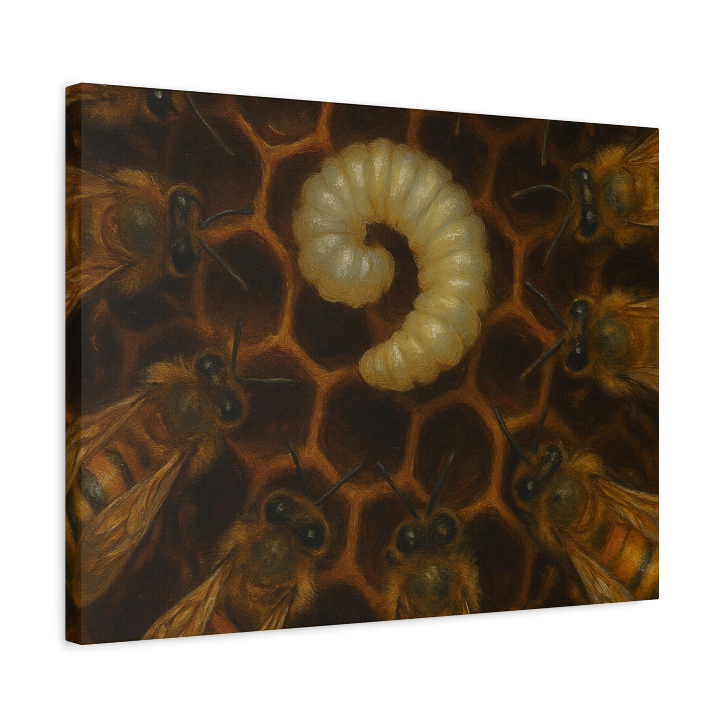 Bee Themed Wall Art Canvas, Honeycomb Decor, Nature Lover Gift, Nursery Decoration, Botanical Wall Art, Insect Art Print