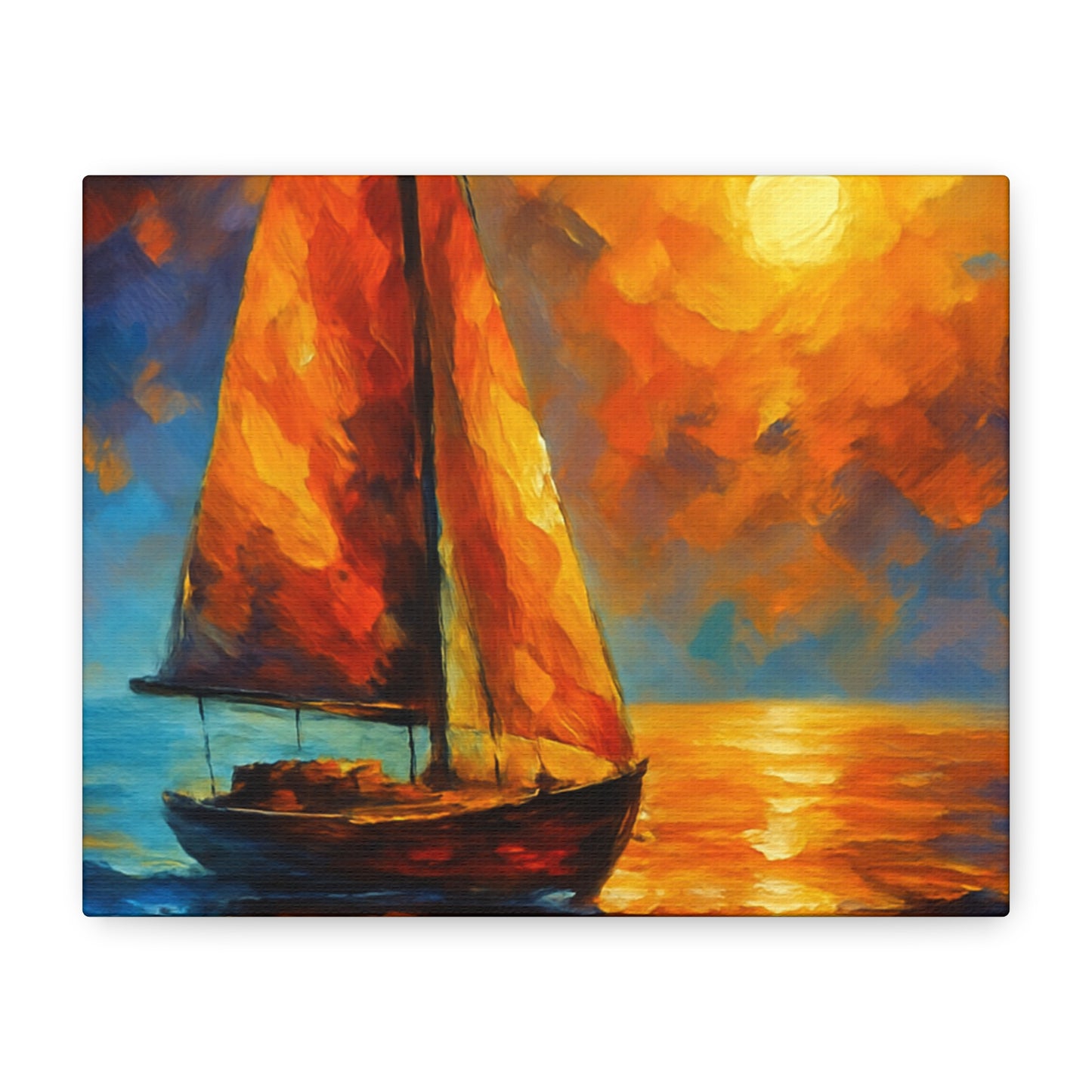 Canvas Art Print, Nautical Wall Decor, Sailboat Painting, Ocean Sunset, Home Decoration, Coastal Art