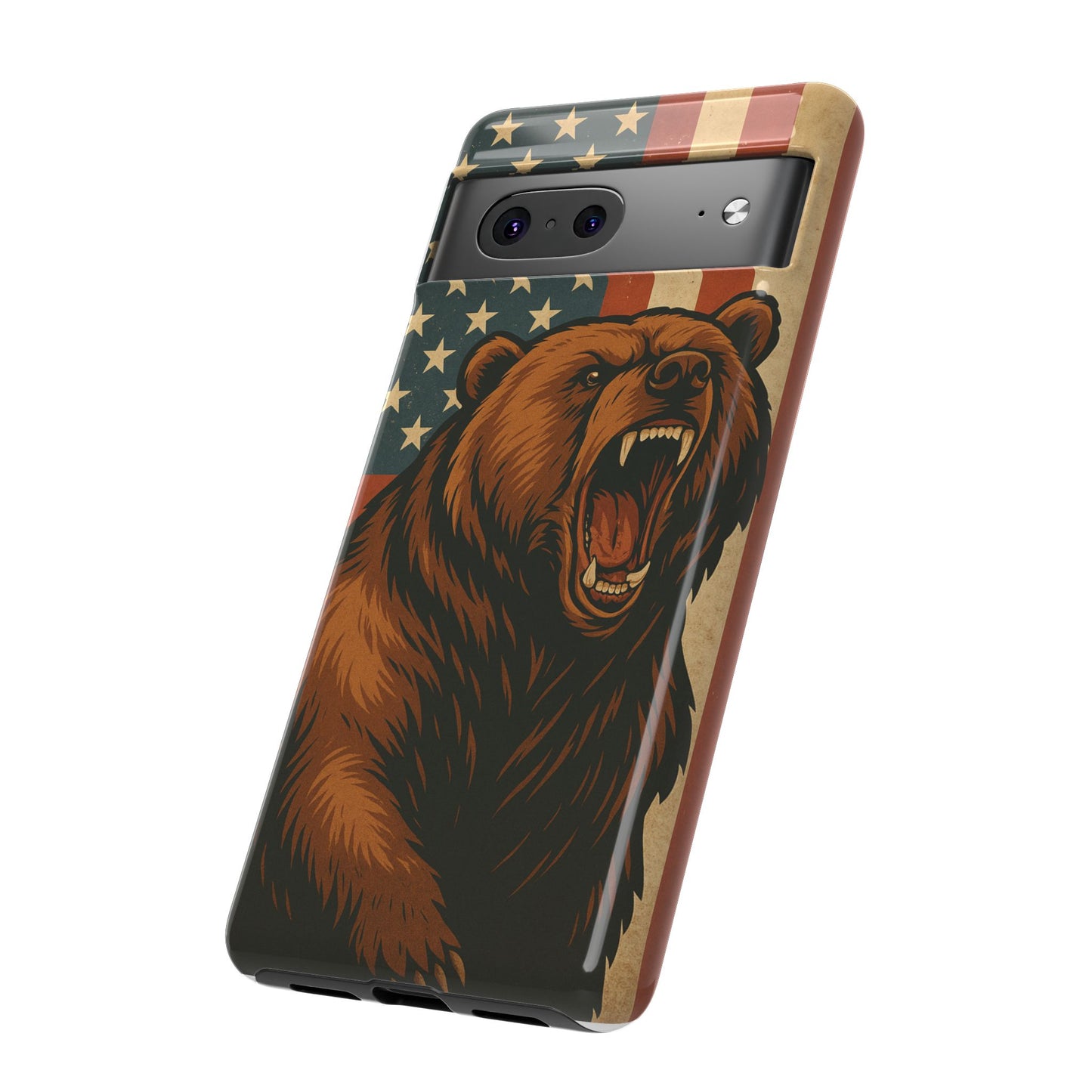 Tough Cases - Patriotic Bear Phone Case, Custom Phone Cover, Strong Protective Case, USA Flag Design, Gift for Outdoors Lovers