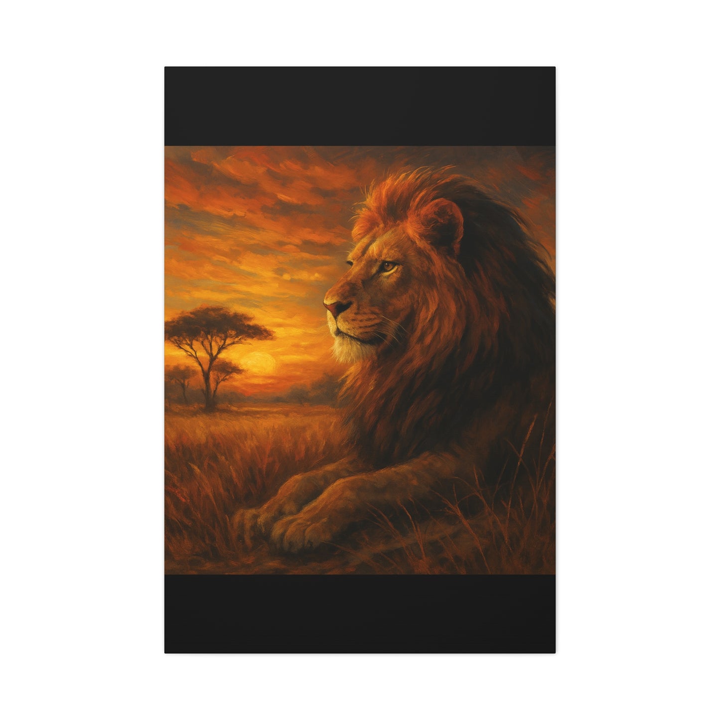 King of the Savanna - Lion Sunset Canvas