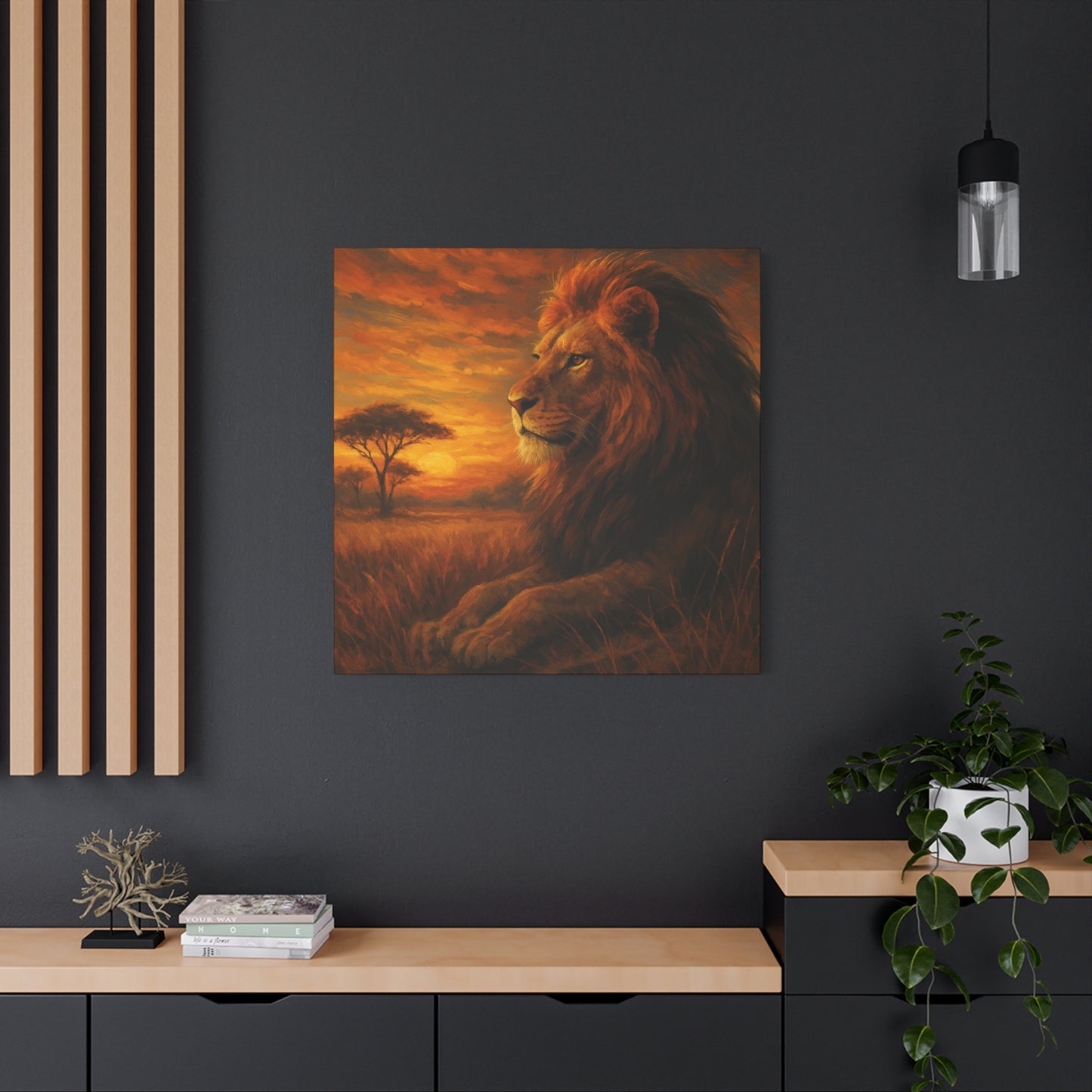 King of the Savanna - Lion Sunset Canvas