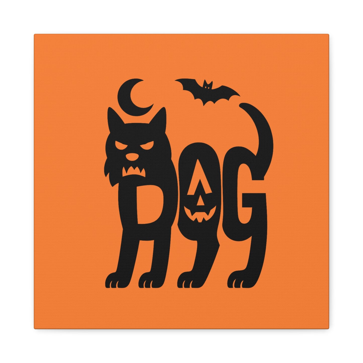 Halloween Black Cat Canvas Art, Fall Home Decor, Spooky Wall Art, Dog Pumpkin Print, Gift for Cat Lovers
