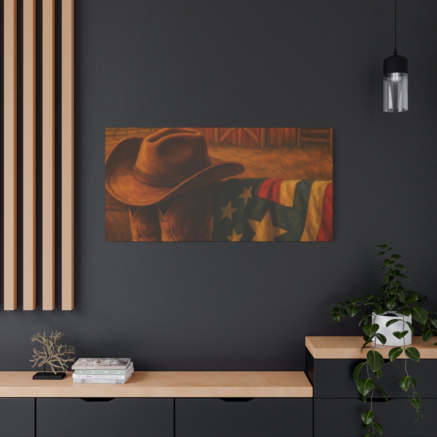 Rustic Canvas Art Print, Western Decor, Cowboy Hat and Boots, Americana Wall Art, Perfect Gift for Country Lovers
