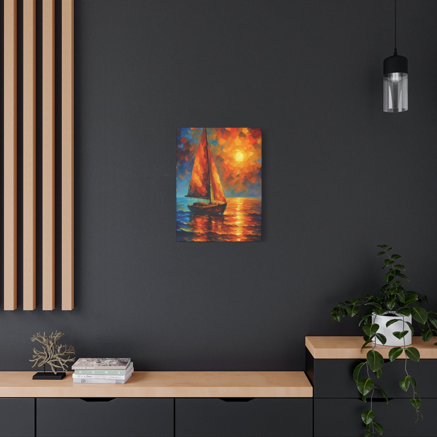 Canvas Art Print, Nautical Wall Decor, Sailboat Painting, Ocean Sunset, Home Decoration, Coastal Art