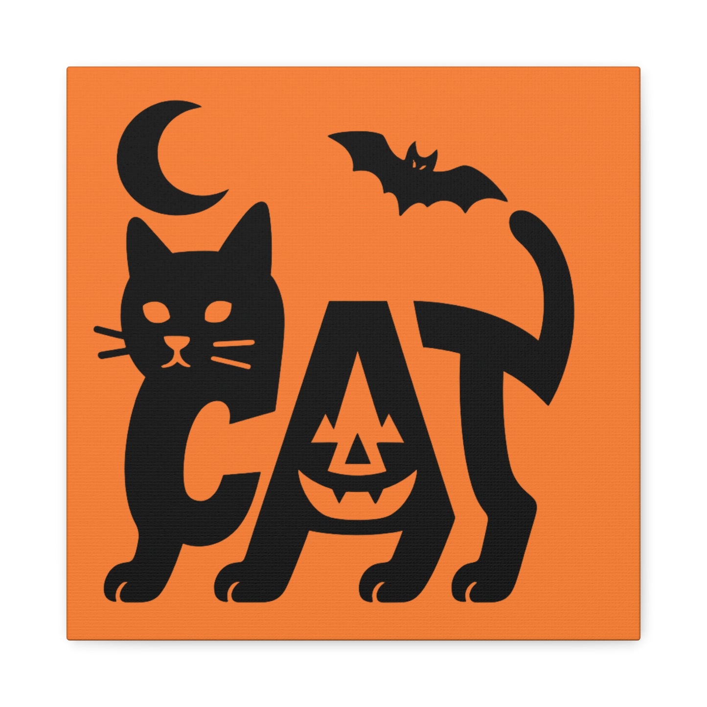 Halloween Cat Canvas Wall Art, Spooky Home Decor, Autumn Accent, Cat Lover Gift, Seasonal Wall Decor, Pumpkin Design
