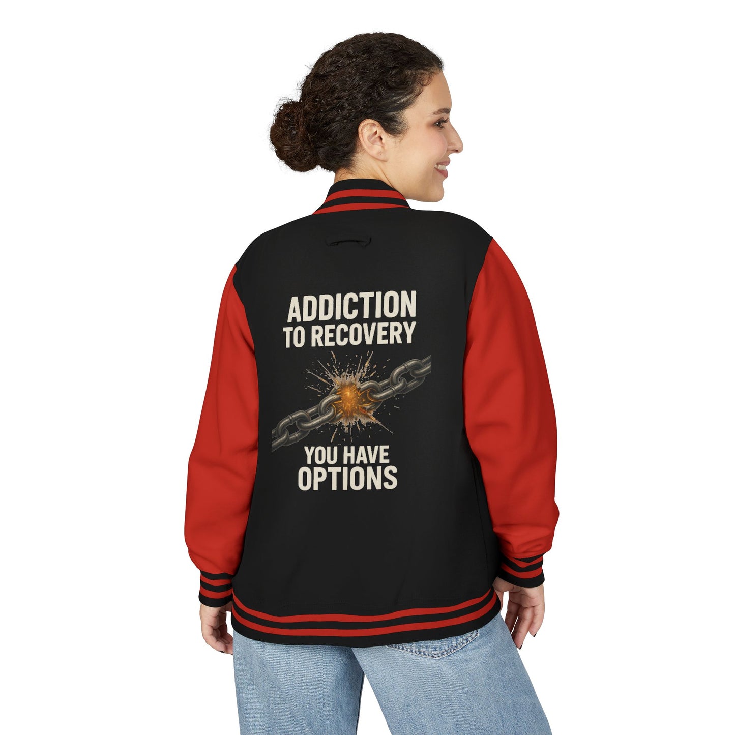 Unisex Heavyweight Letterman Jacket - Vintage Style, Perfect Gift for Recovery and Motivation, Casual Wear, Sports Jacket, College Style