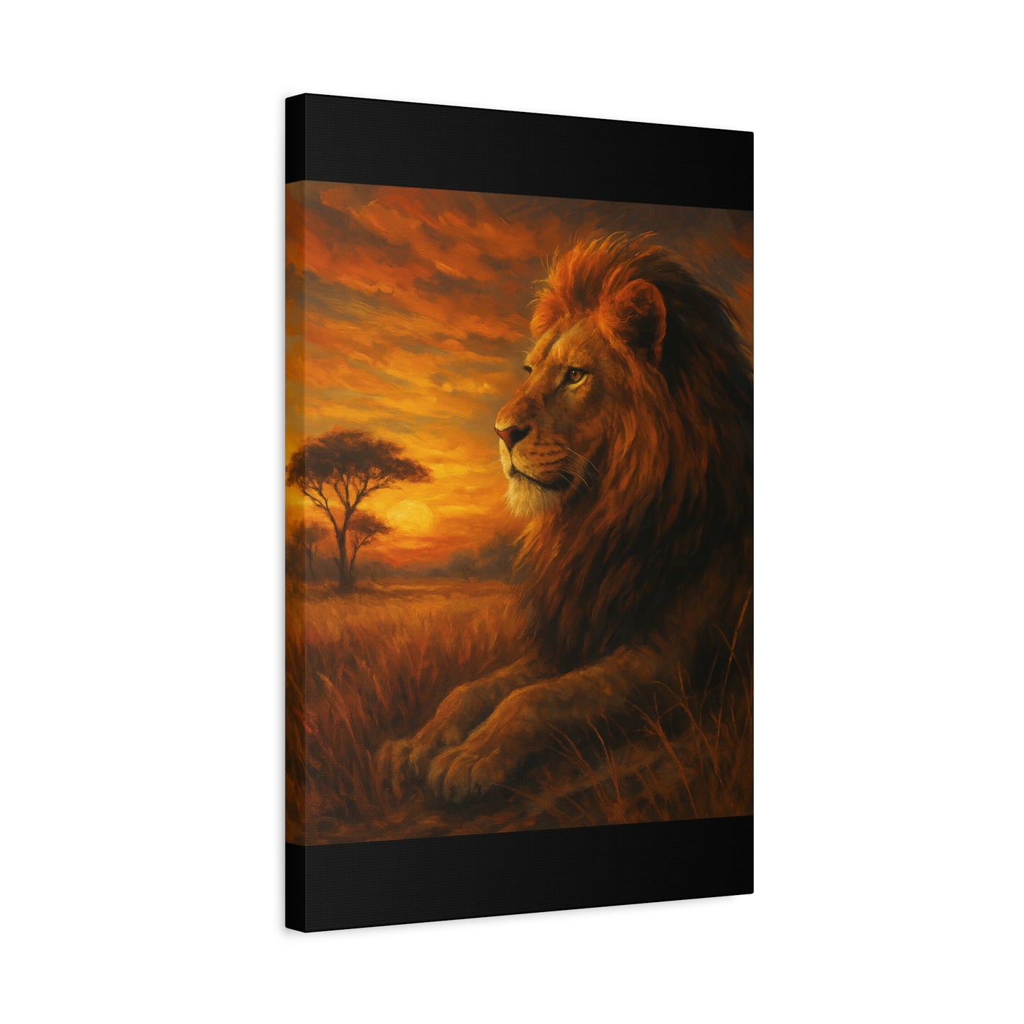 King of the Savanna - Lion Sunset Canvas