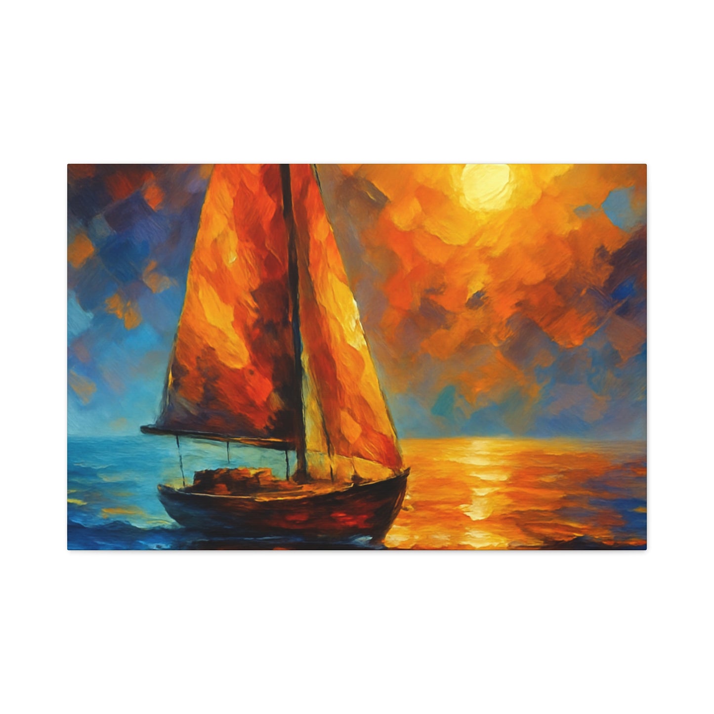 Canvas Art Print, Nautical Wall Decor, Sailboat Painting, Ocean Sunset, Home Decoration, Coastal Art