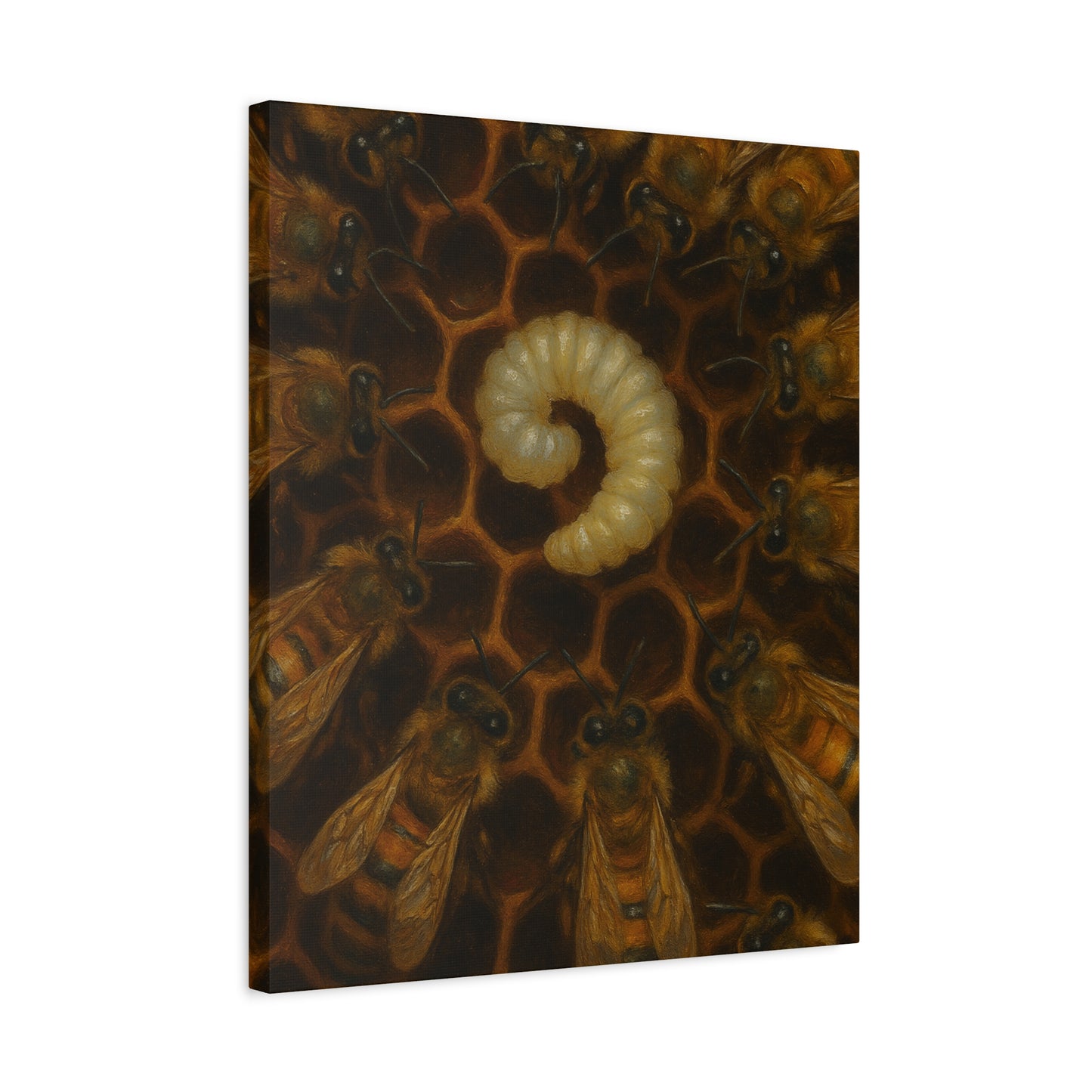 Bee Themed Wall Art Canvas, Honeycomb Decor, Nature Lover Gift, Nursery Decoration, Botanical Wall Art, Insect Art Print