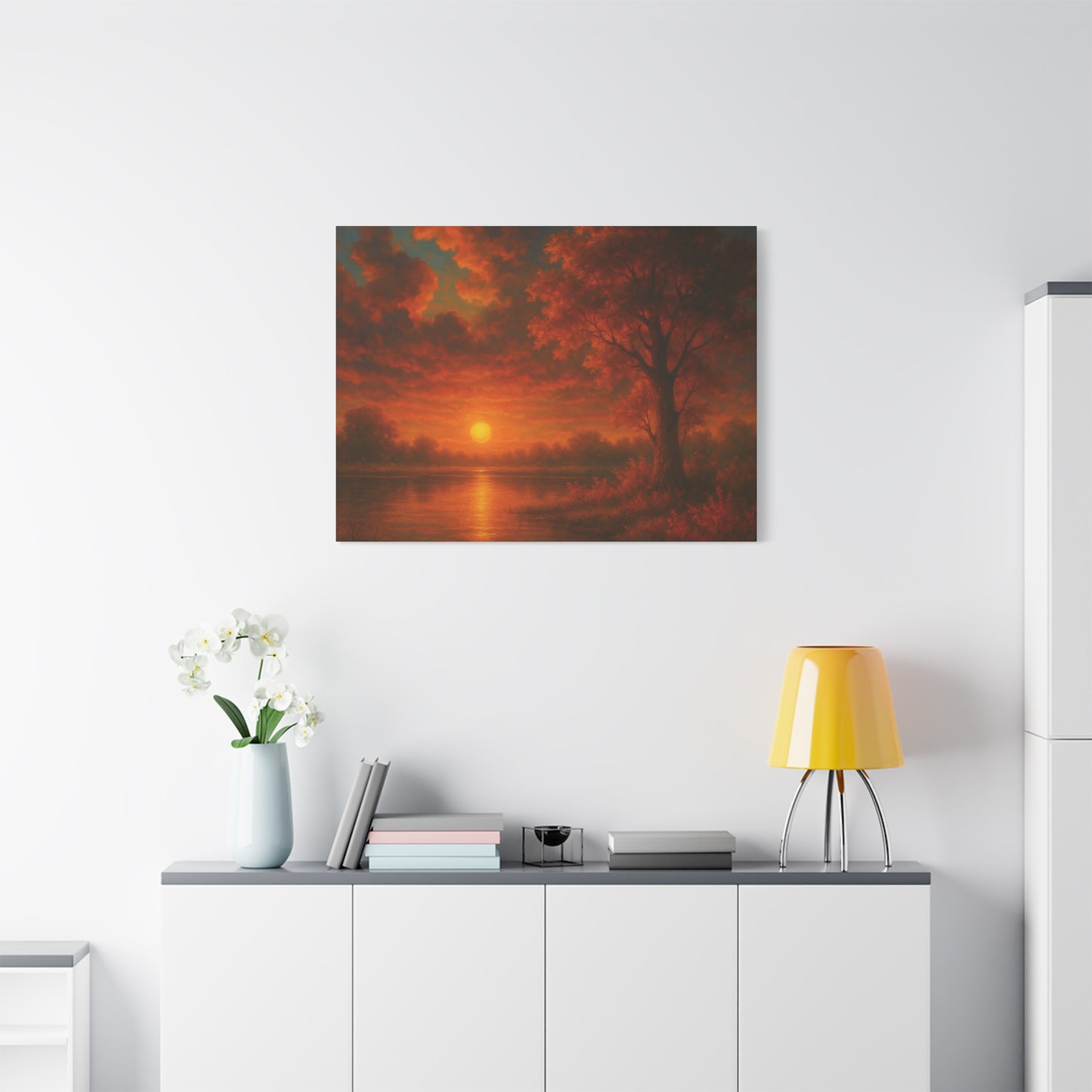 Serene Sunset Canvas Wall Art, Nature Decor, Home Aesthetic, Gift for Art Lovers, Inspiring Wall Hanging, Living Room Decoration