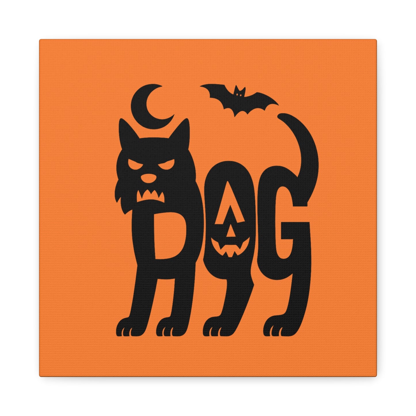 Halloween Black Cat Canvas Art, Fall Home Decor, Spooky Wall Art, Dog Pumpkin Print, Gift for Cat Lovers