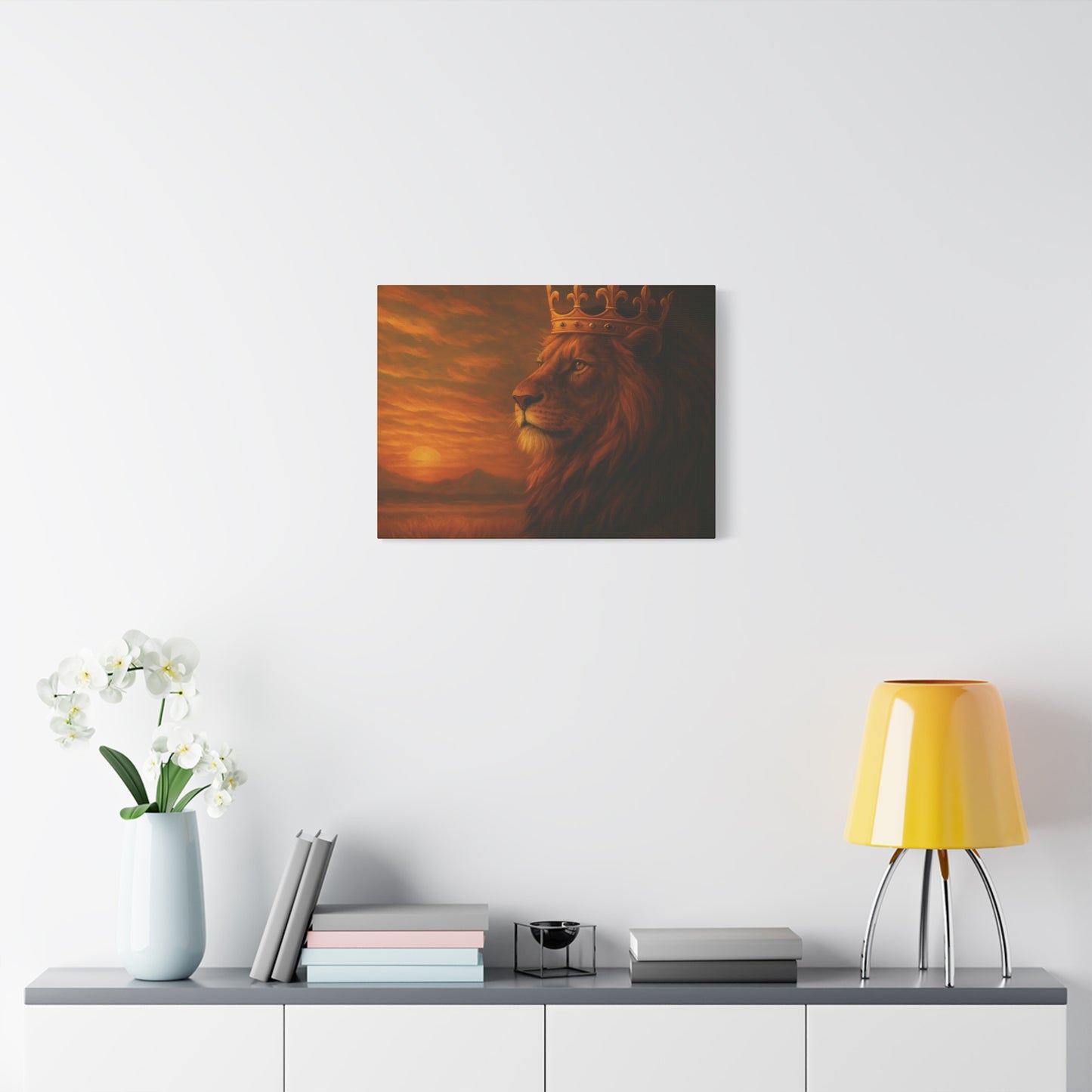 Majestic Lion Canvas Print, Animal Wall Art, Home Decor, Crowned Lion Artwork, Gift for Animal Lovers, Safari Themed Room
