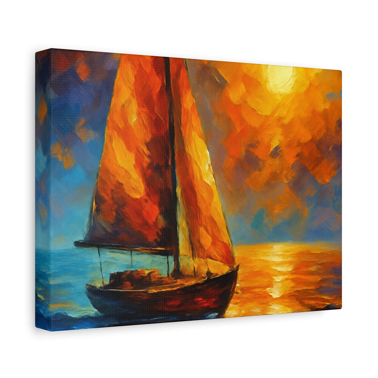 Canvas Art Print, Nautical Wall Decor, Sailboat Painting, Ocean Sunset, Home Decoration, Coastal Art