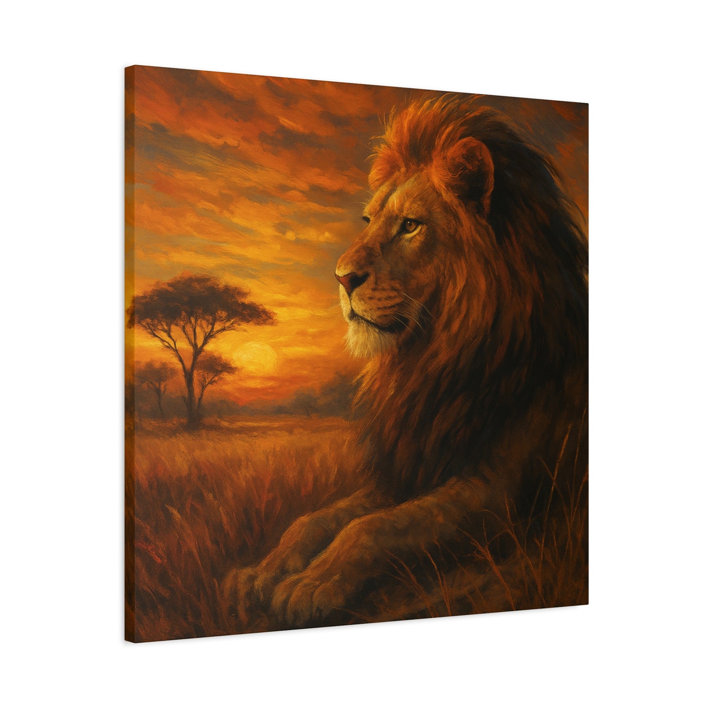 King of the Savanna - Lion Sunset Canvas
